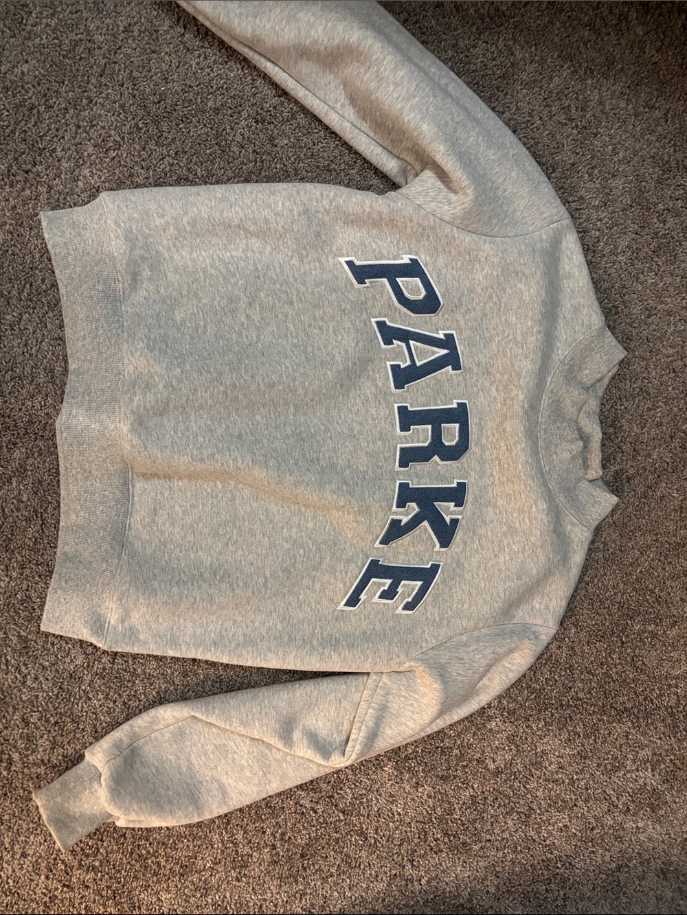 Gray/Denim lettering PARKE Graphic Crewneck Sweater
